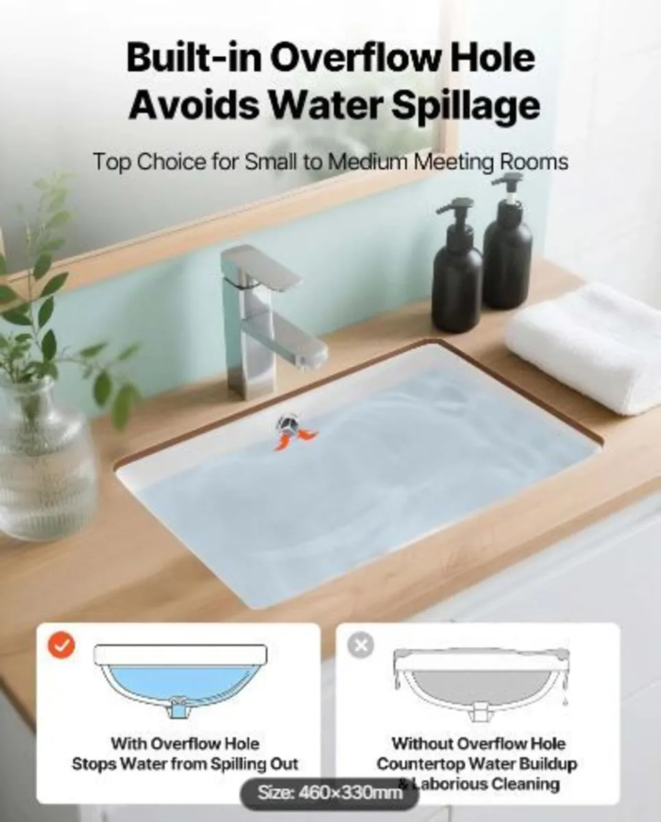 Undermount Bathroom Sink, 460 x 330 mm - Image 4