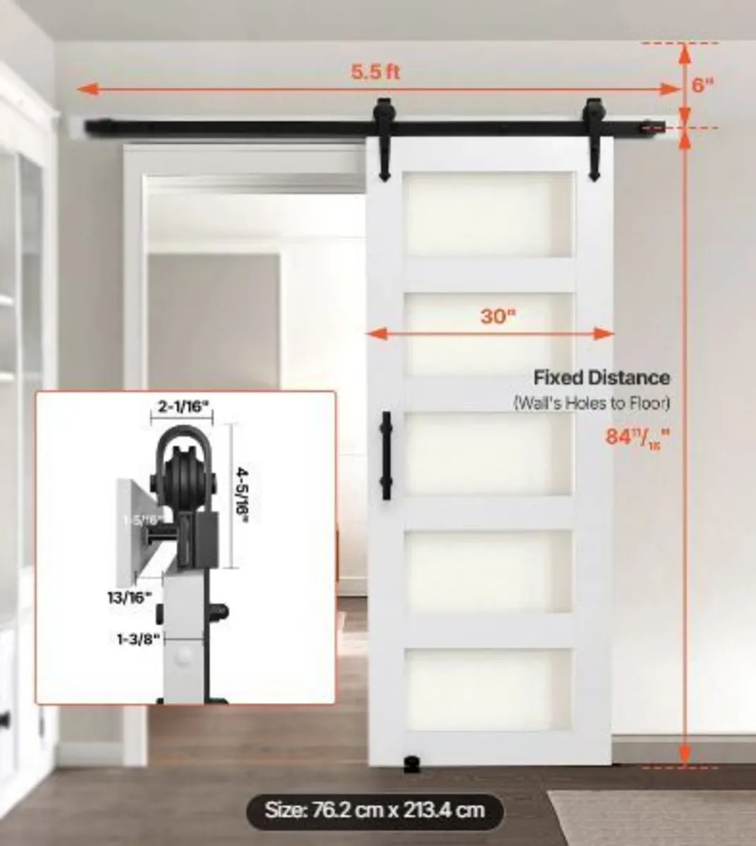 Sliding Barn Door, 762 x 2134mm - Image 2