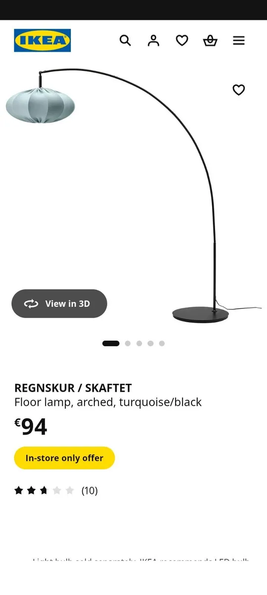 6ft Tall arched wrought iron floor lamp - Image 1