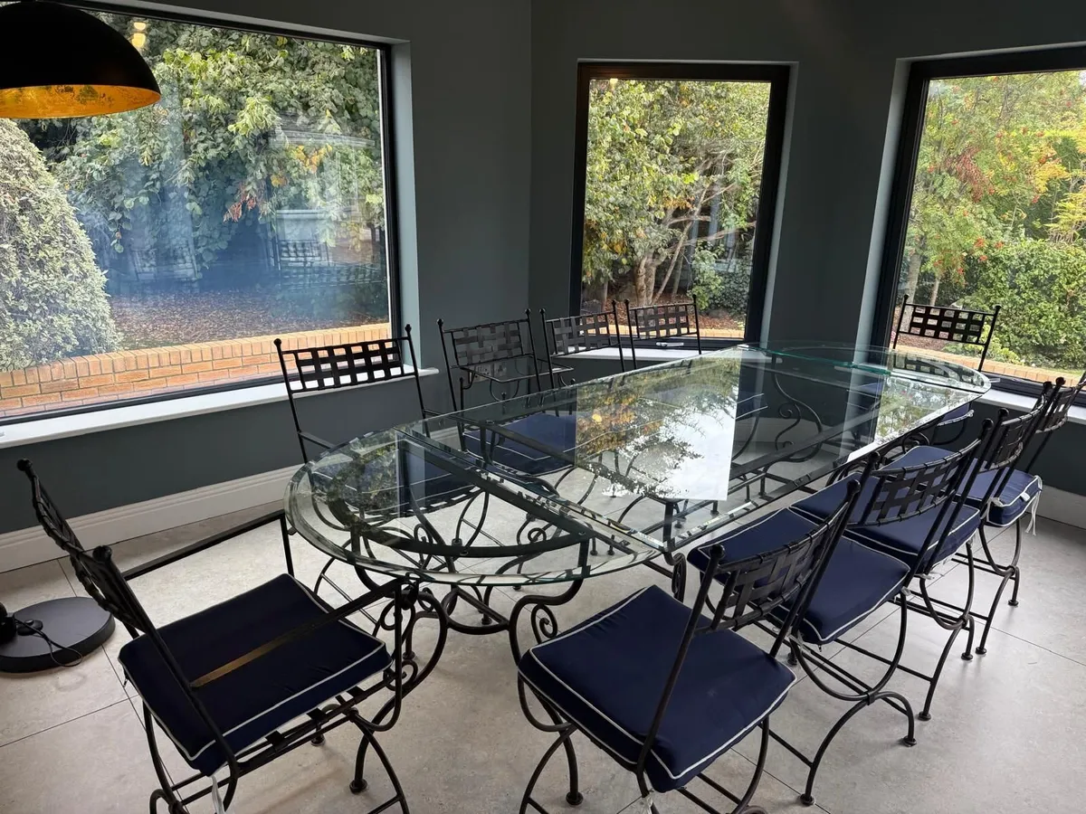 Wrought Iron Dining Tables with Glass Top 10 Seats - Image 2