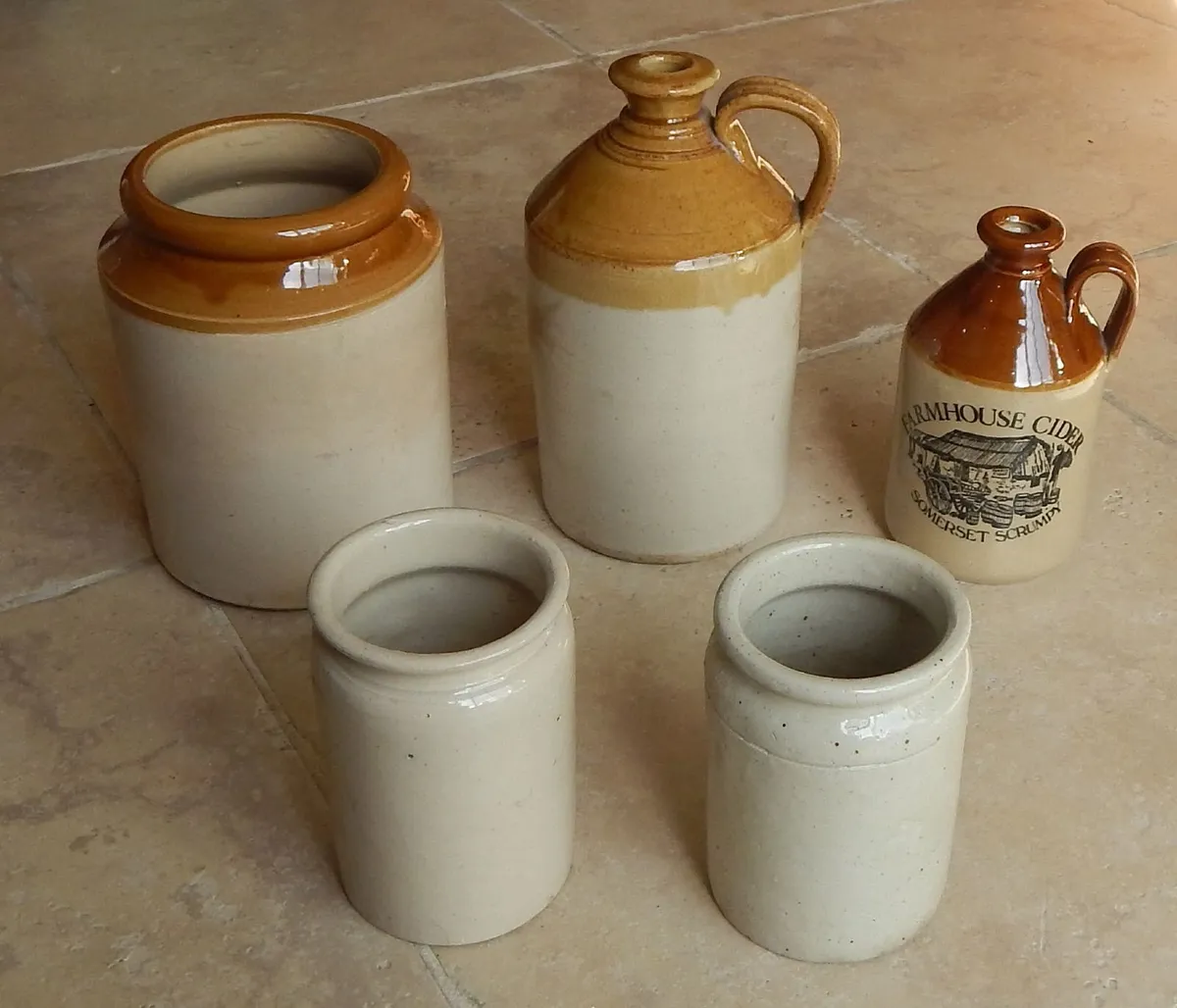 Selection of Glazed Stoneware Flagons & Jars - Image 1