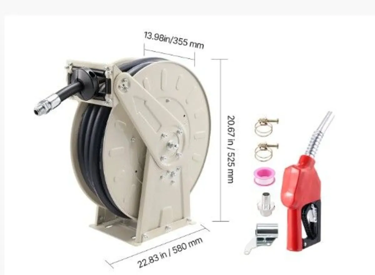 50ft Retractable Diesel Fuel Hose Reel with Automa - Image 3
