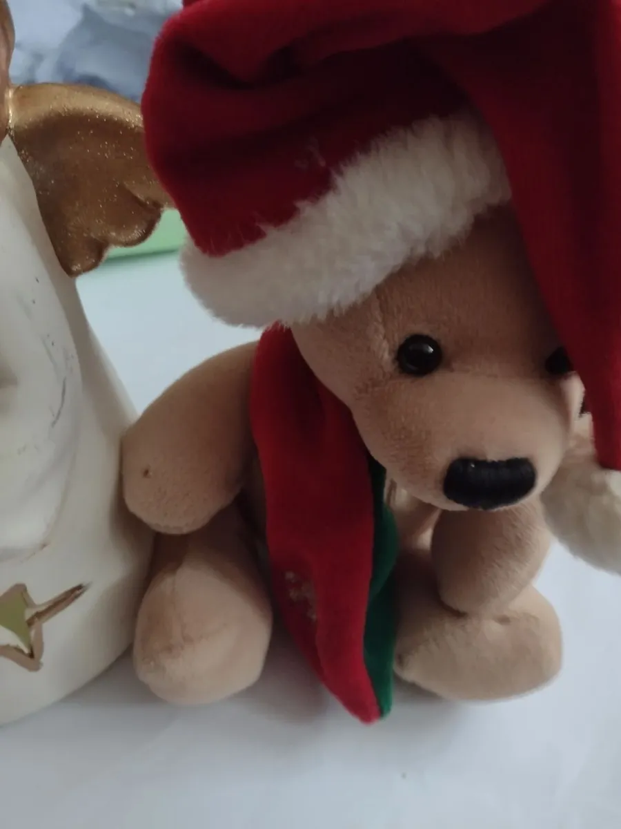 Angel ceramic tealight holder/Christmas teddy - Image 1
