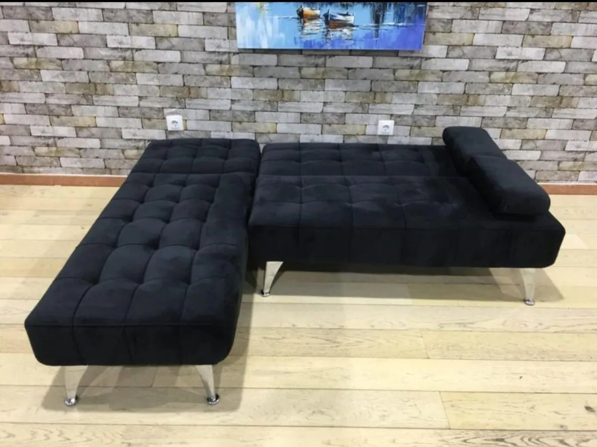 🛋️ AROA XS Corner Sofa Bed, Black velvet - Image 2