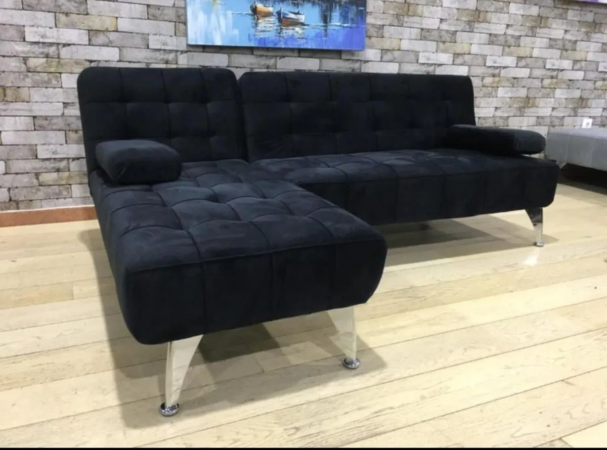🛋️ AROA XS Corner Sofa Bed, Black velvet - Image 3