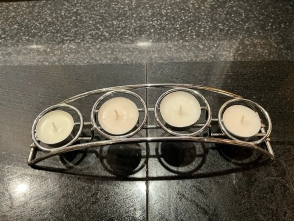 Chrome Candle Holder?Candle Set - Image 2