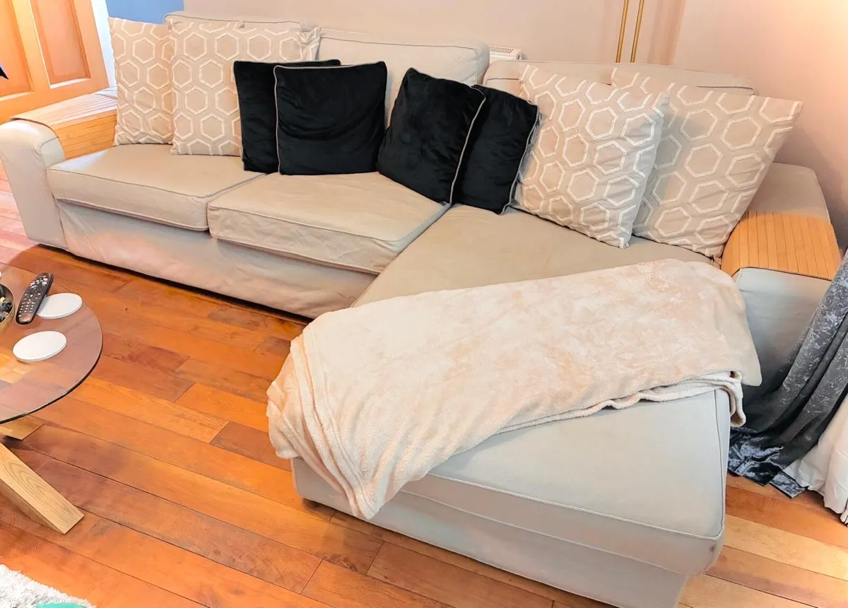 Large Cream L-Shaped Corner Sofa