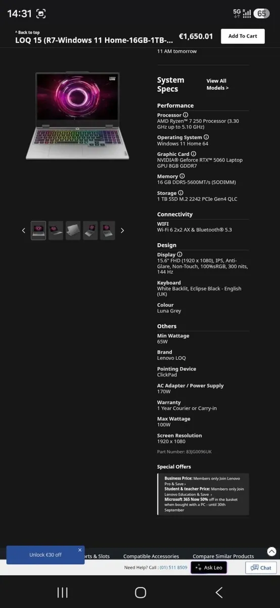 Lenovo LOQ 15 | RTX 5060 | 16GB | 1TB | New sealed - Image 2