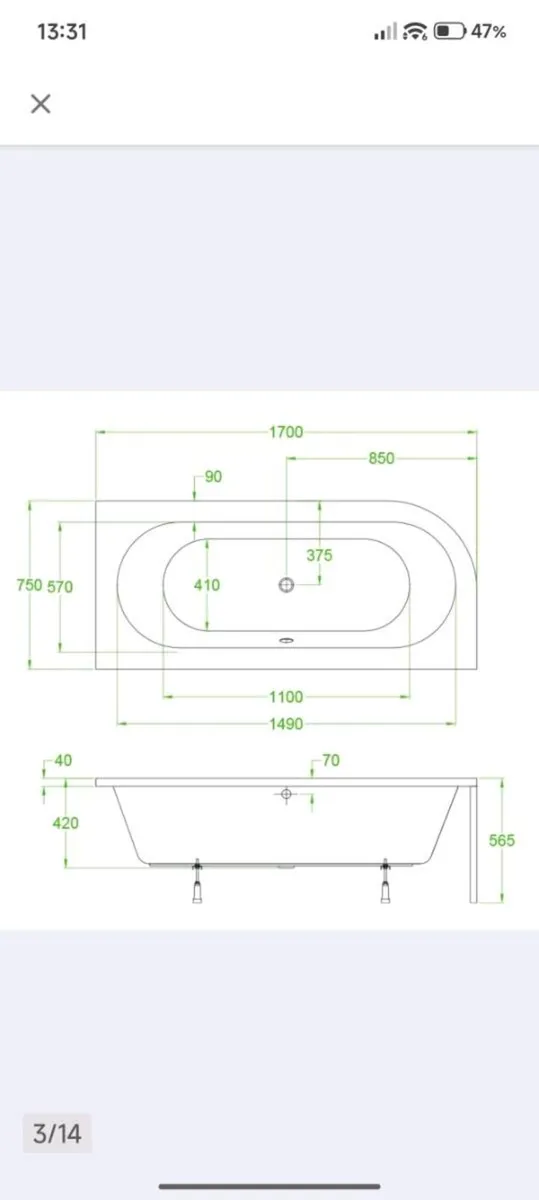 Bathtub 170x 75cm - Image 2