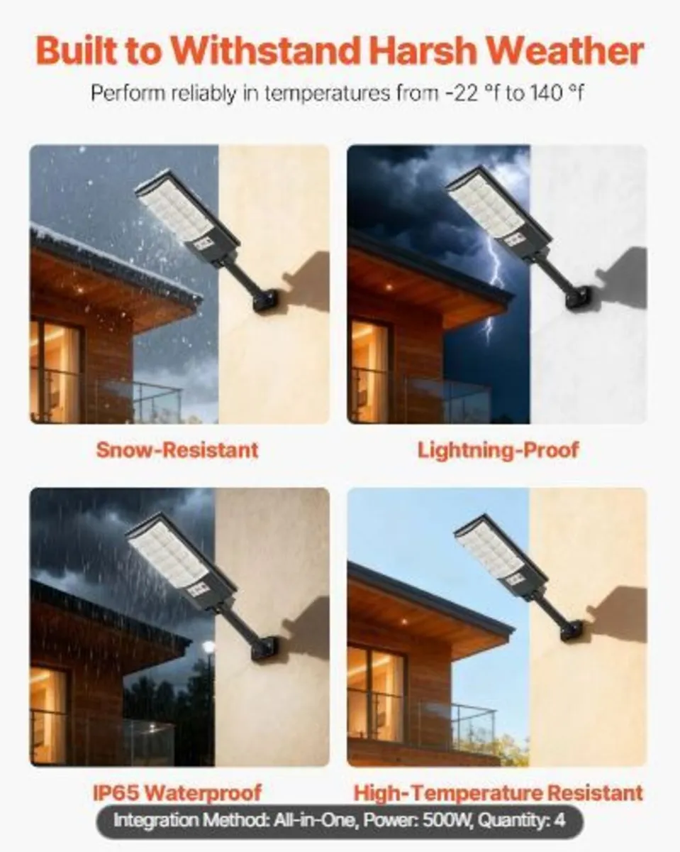 4 Pack 500W Solar Street Lights Outdoor - Image 4