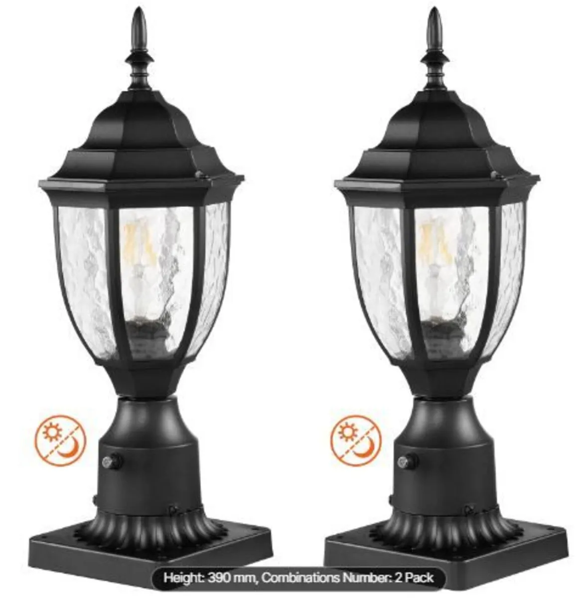 2 Pack Dusk to Dawn Outdoor Post Light - Image 1