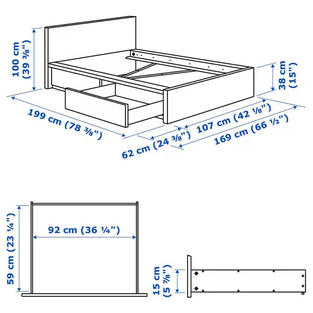 Ikea Best seller MALM Bed frame & Mattress, Standard Single - Image 3
