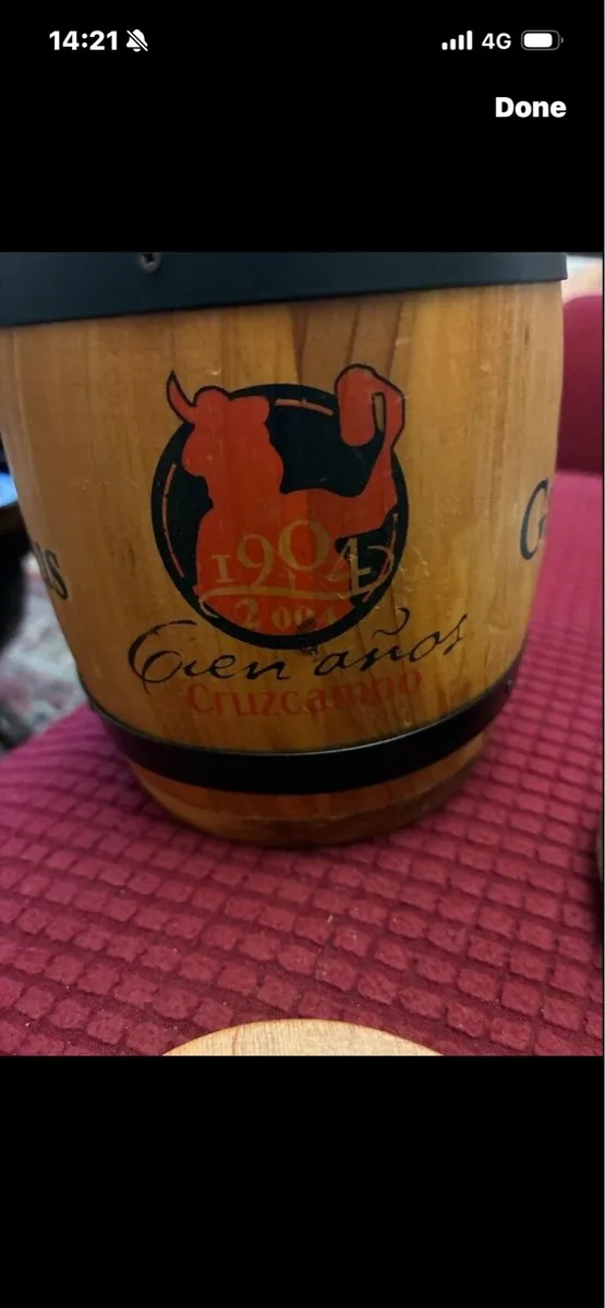 Vintage Cruzcampo Timber Barrel Coaster Set - Image 3