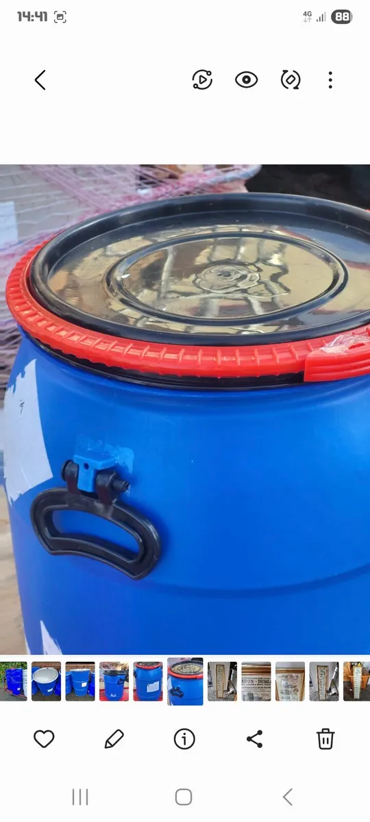 60L plastic barrels with clamped lids 20e each Col - Image 3