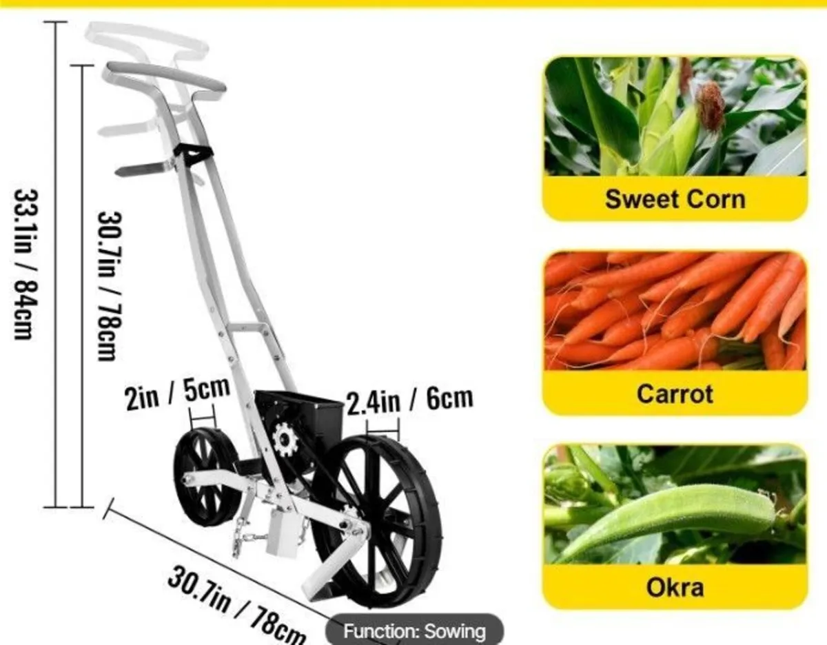 Garden Push Seeder Manual Metal Row Crop Planter w - Image 3