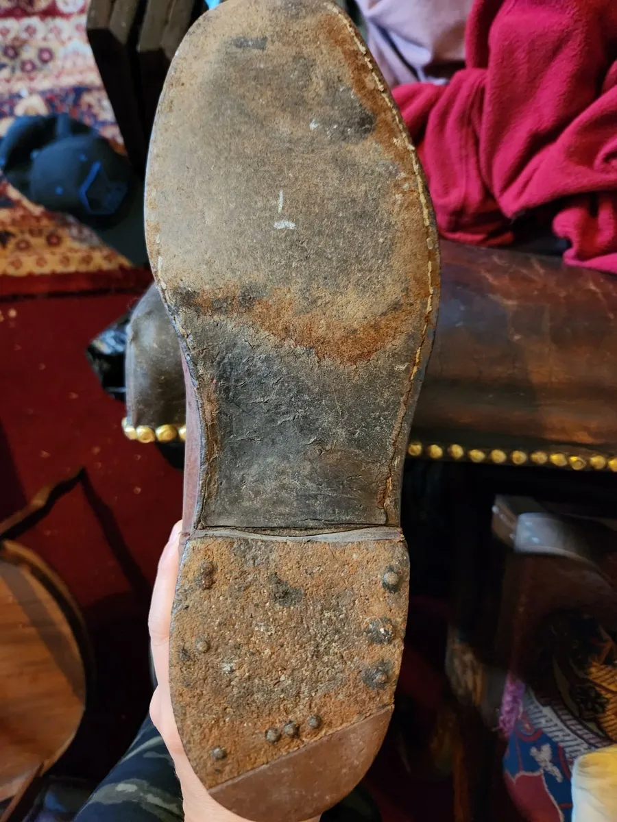 Antique Leather Officer’s Riding Boots, Wood Trees - Image 2
