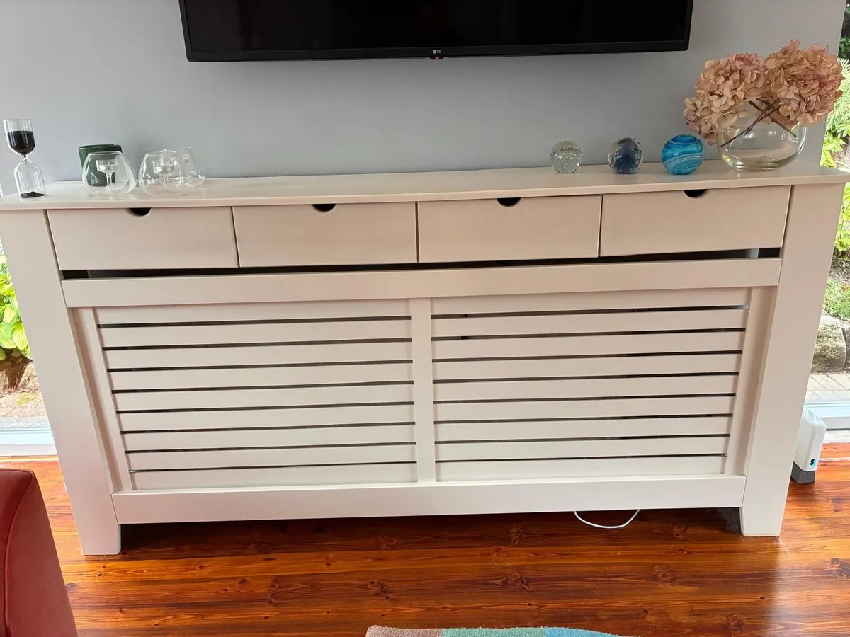 Bespoke cream radiator cover/ console with storage - Image 1
