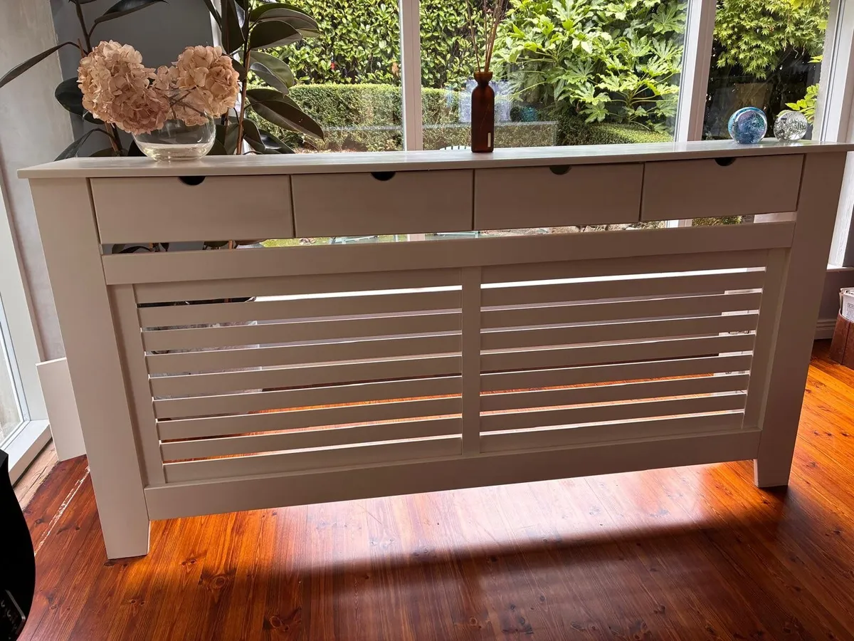 Bespoke cream radiator cover/ console with storage - Image 2