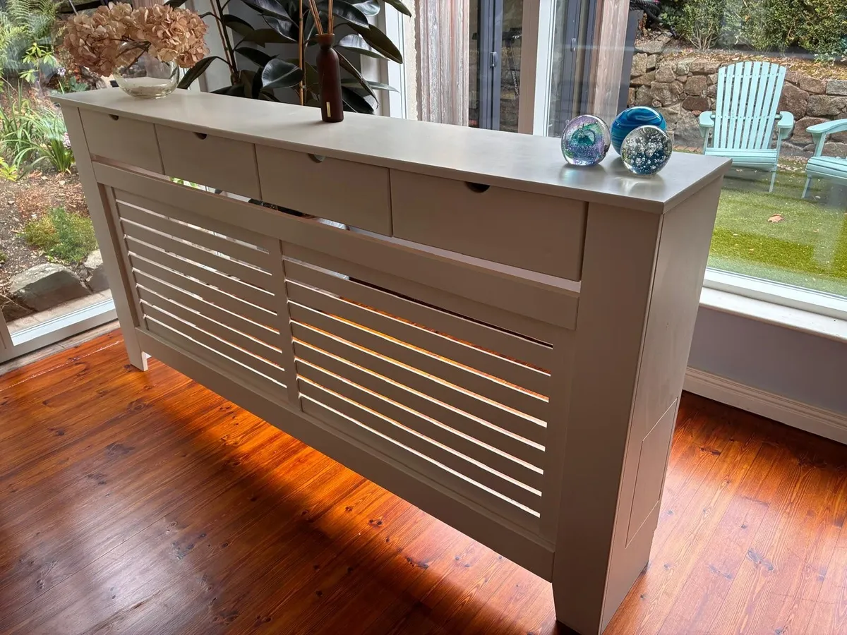 Bespoke cream radiator cover/ console with storage - Image 3