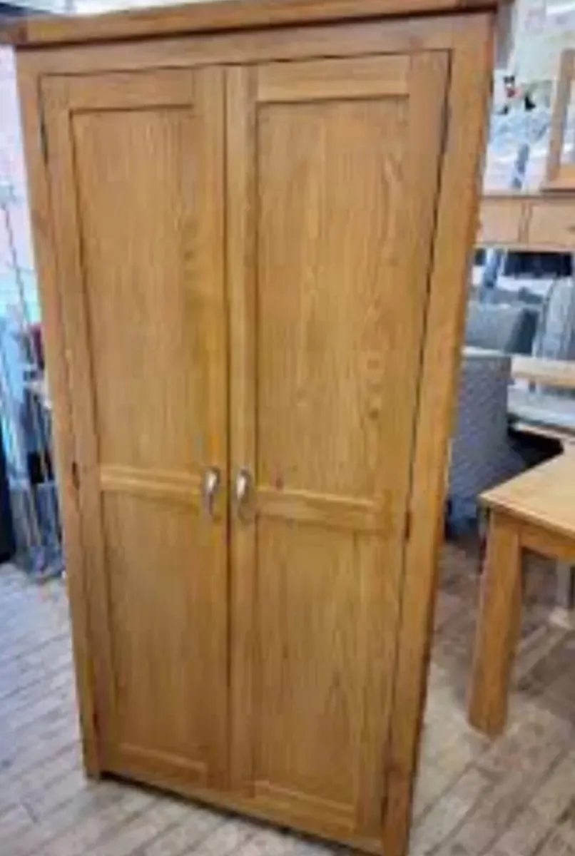 Solid oak double door wardrobe