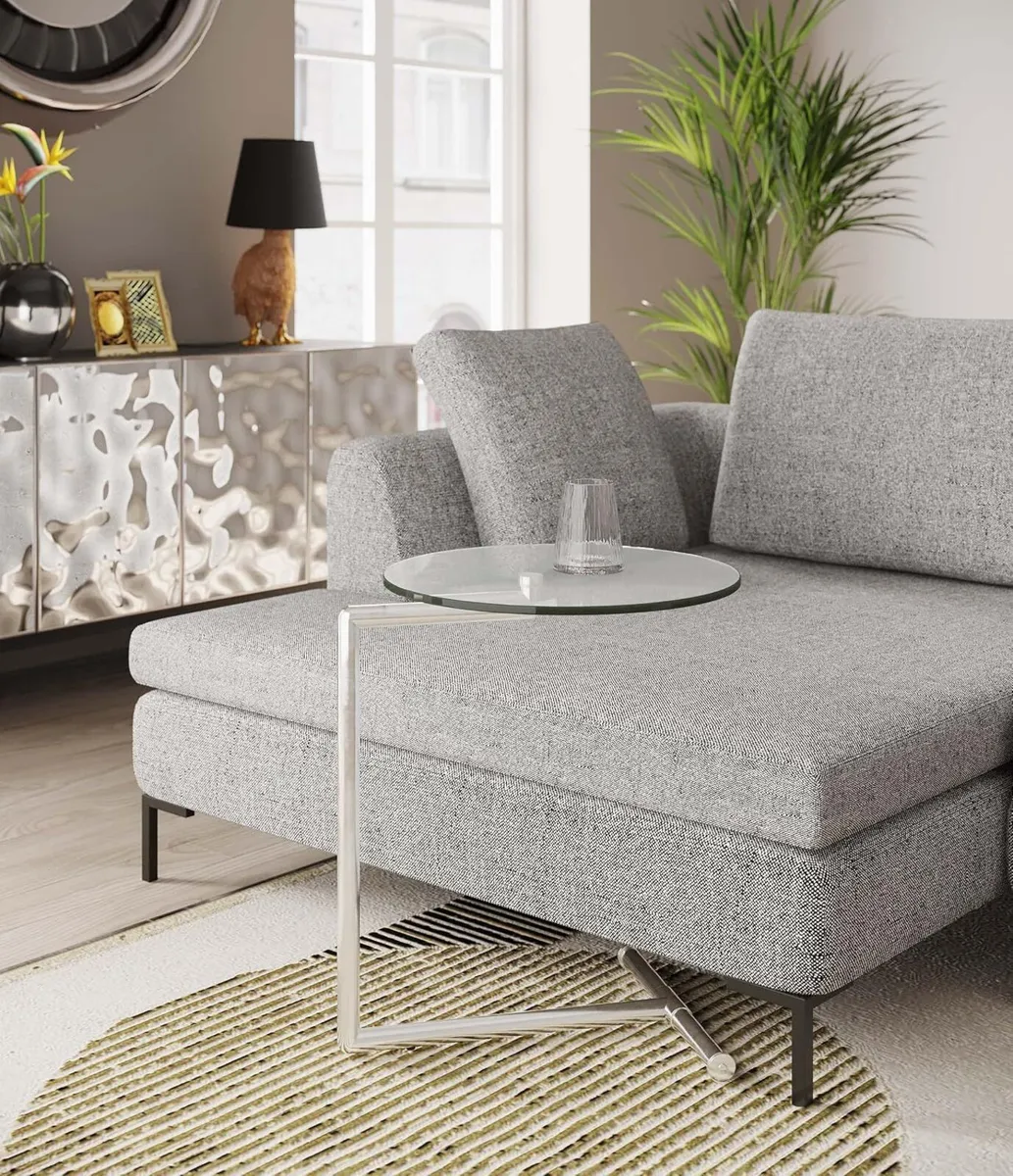 Side Table Easy Living Clear Steel Chromed Safety - Image 2