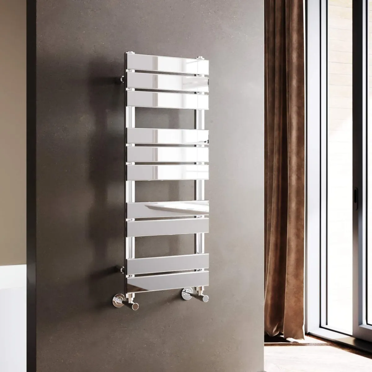Towel Rail Modern Chrome Flat Panel X 400 - Image 1