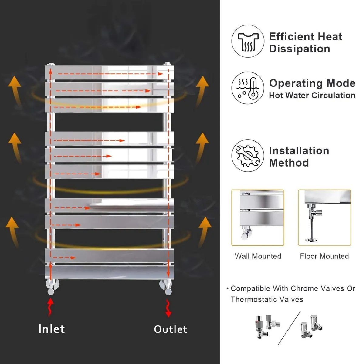 Towel Rail Modern Chrome Flat Panel X 400 - Image 3