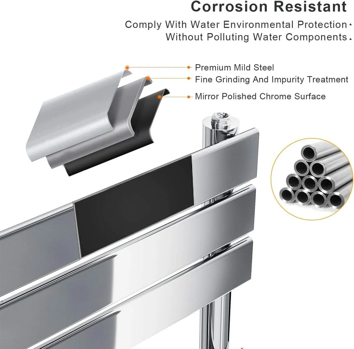 Towel Rail Modern Chrome Flat Panel X 400 - Image 4