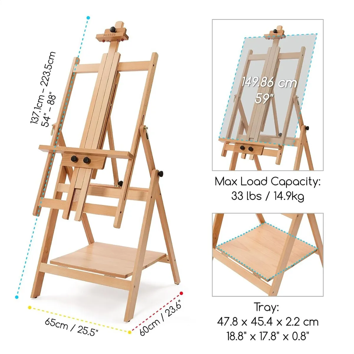 Large Studio Artist Easel - Image 3