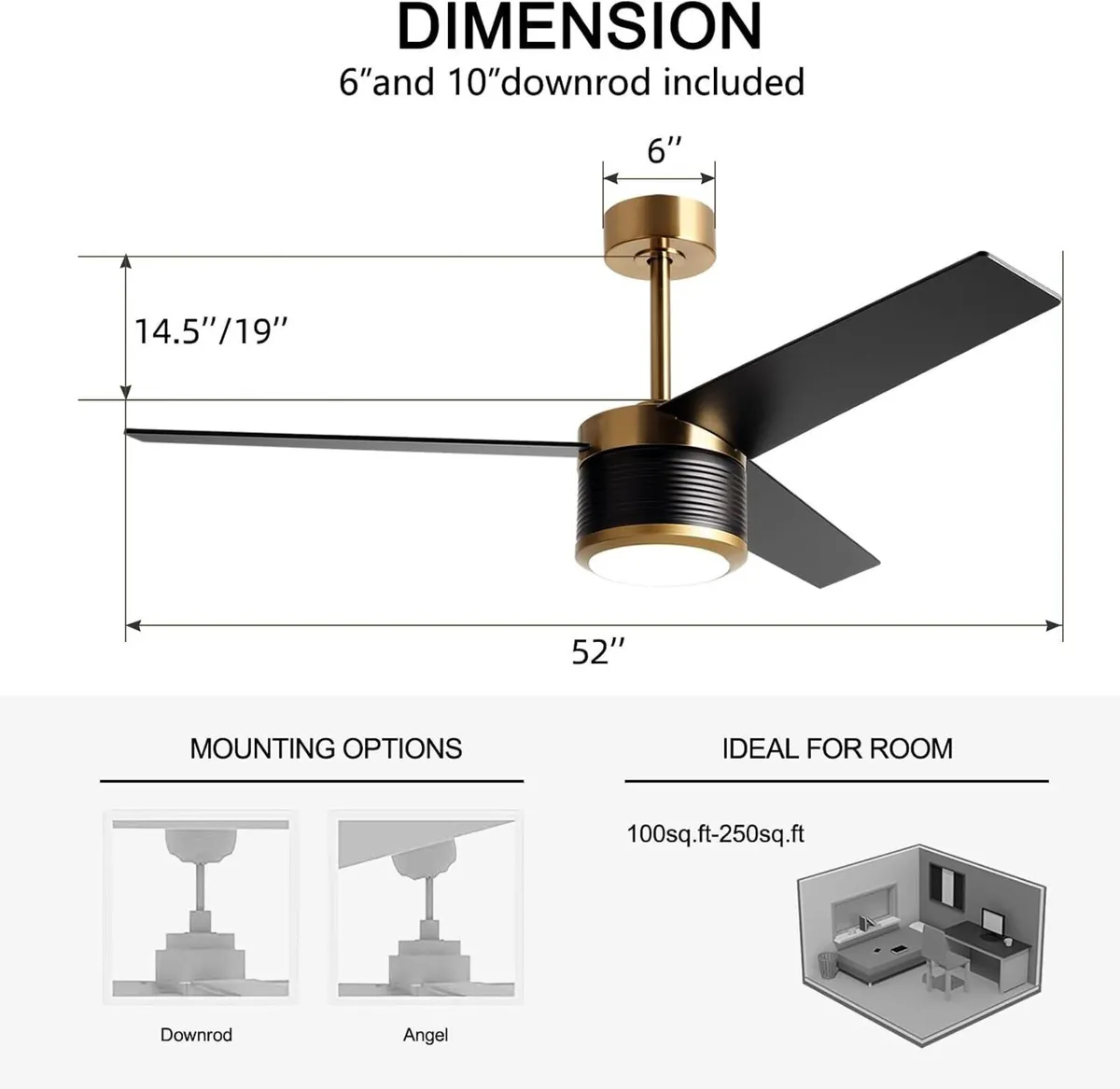 132CM Ceiling Fan with Lights and Remote Control - Image 3