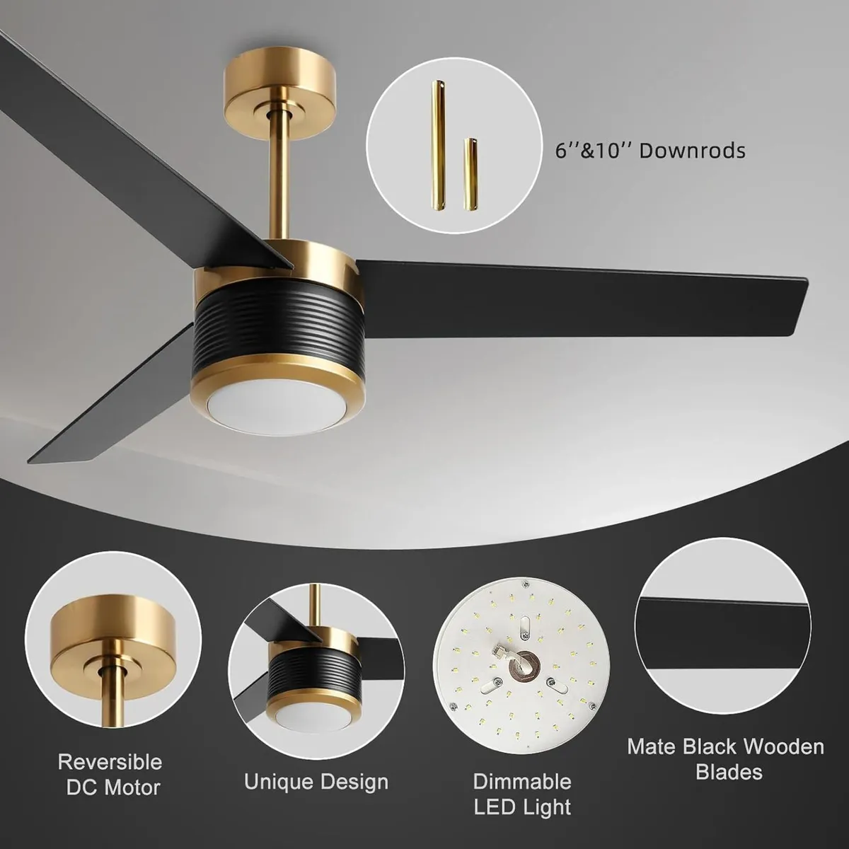 132CM Ceiling Fan with Lights and Remote Control - Image 4