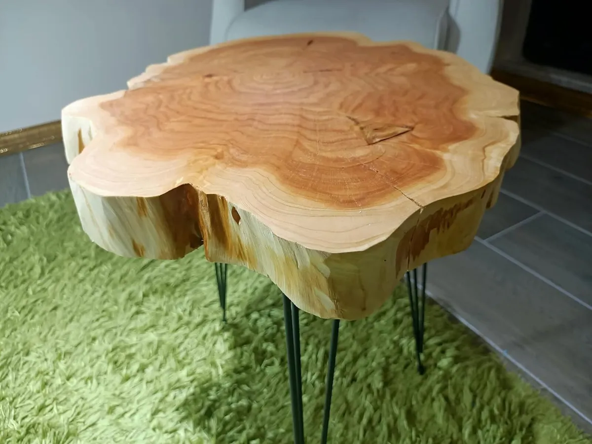 Live Edge Coffee Table Rustic Natural Wood Side - Image 4
