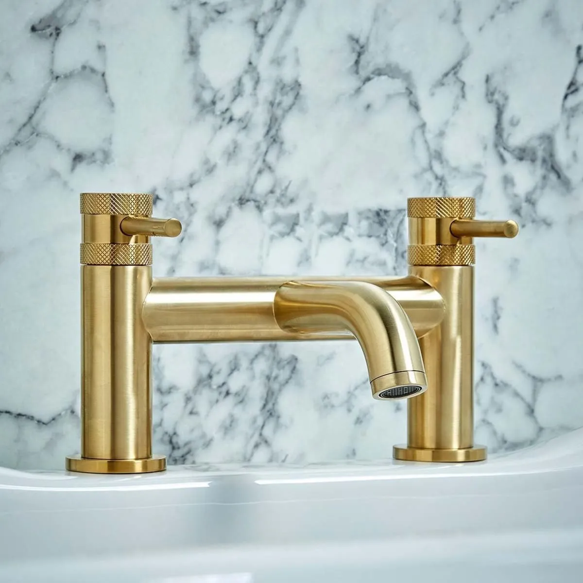 Apres Bath Filler Tap Brushed Brass Finish Deck - Image 1
