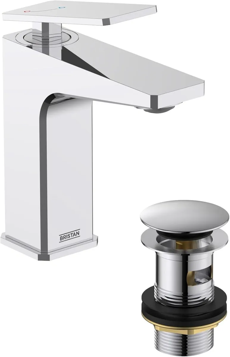 Bathroom Taps Square Chrome Basin Mixer Tap - Image 1