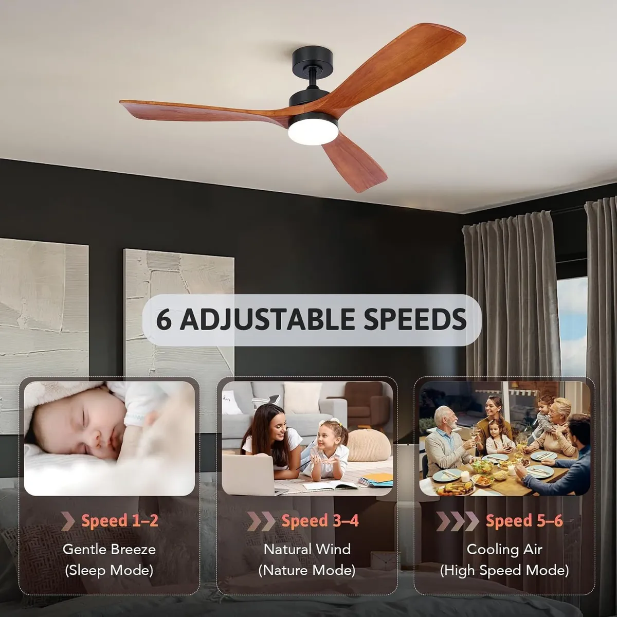 Ceiling Fan with Light Remote Control 52" Modern - Image 4
