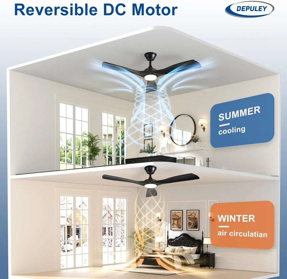 Ceiling Fan with Light Modern: 52 Inch - Image 2