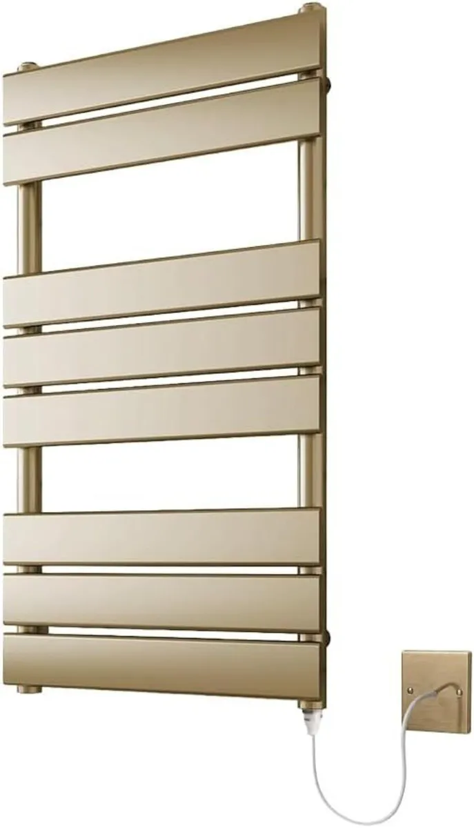 Richmond Brushed Brass Electric Heated Towel Rail - Image 1