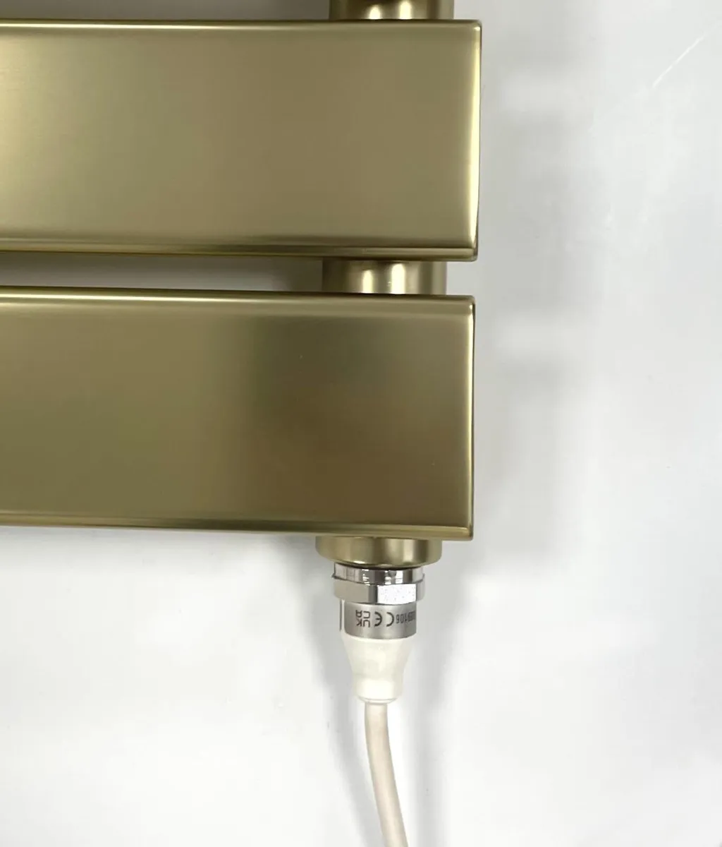 Richmond Brushed Brass Electric Heated Towel Rail - Image 4
