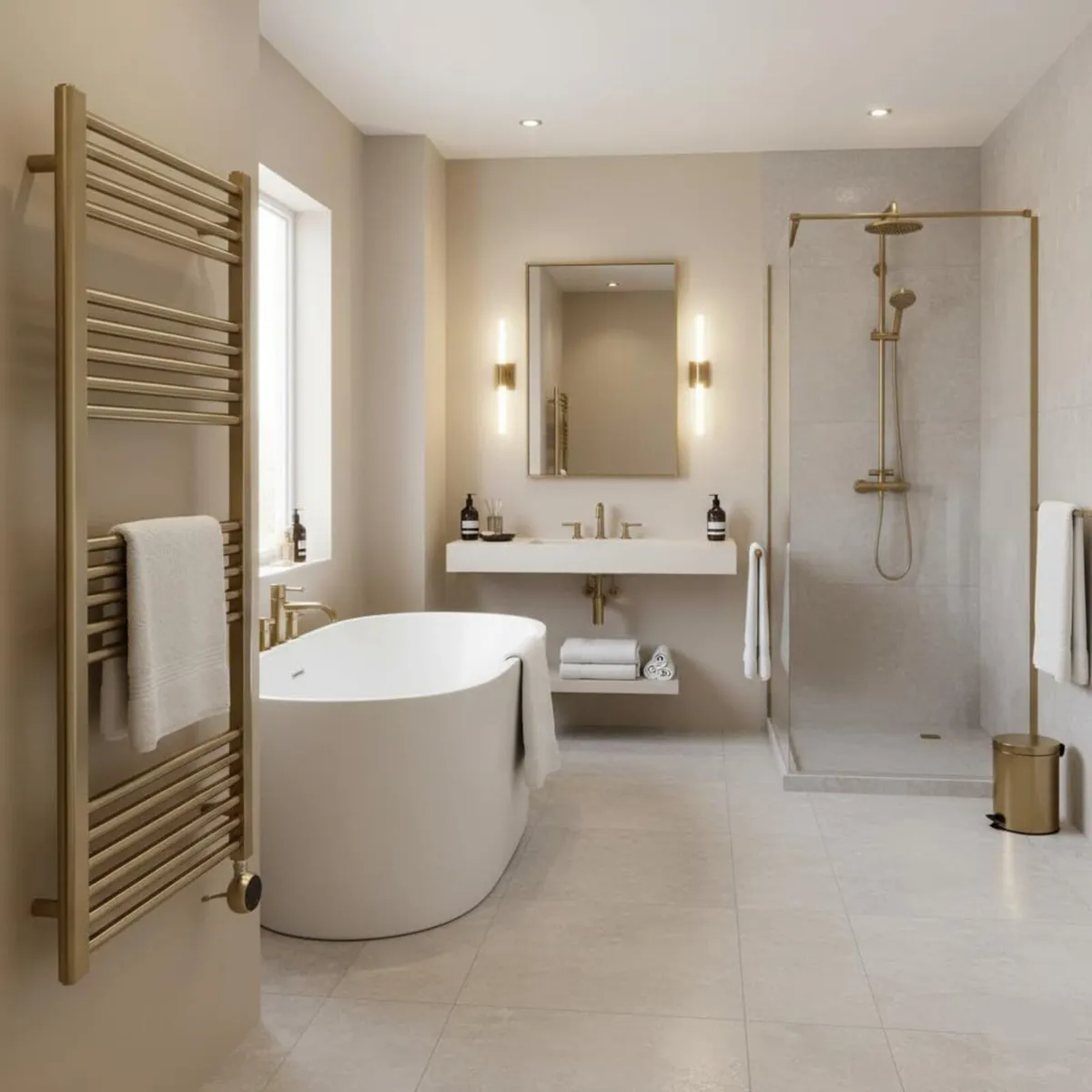 Brass Electric Wifi Towel Rail 400MM - Image 2