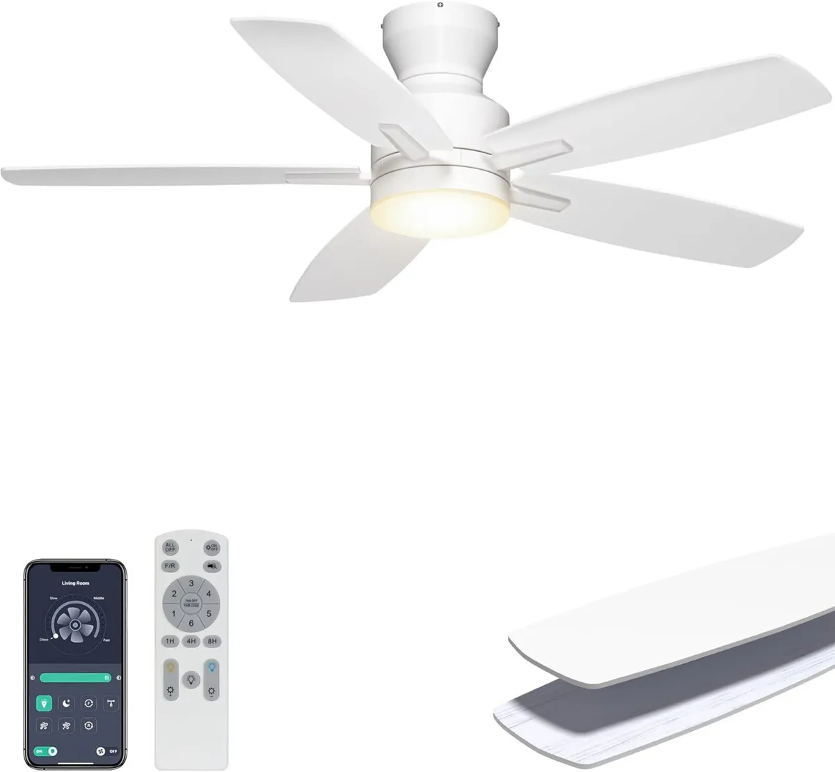 42'' Low Profile Ceiling Fan with Light Remote - Image 1