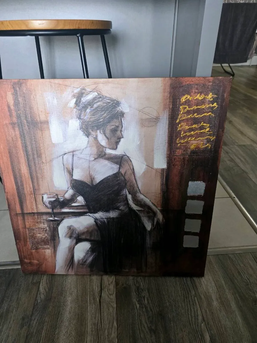 Lady with glass of wine 🍷 canvas 60 x 60 - Image 1