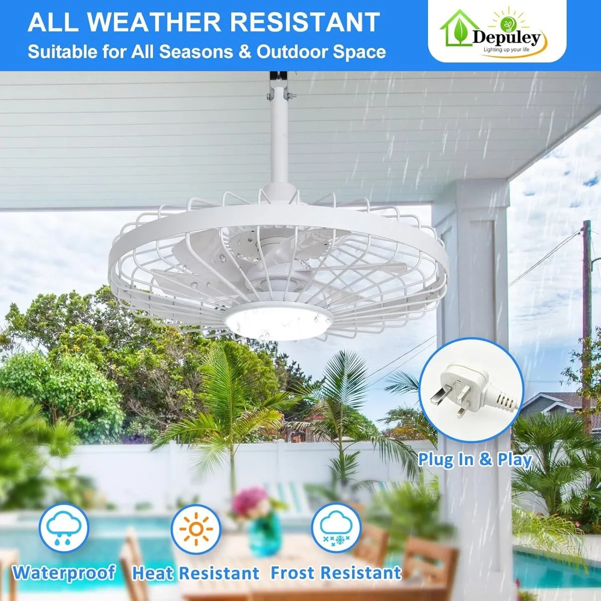 Outdoor Ceiling Fan with Light: 20 Inch Waterproof - Image 4