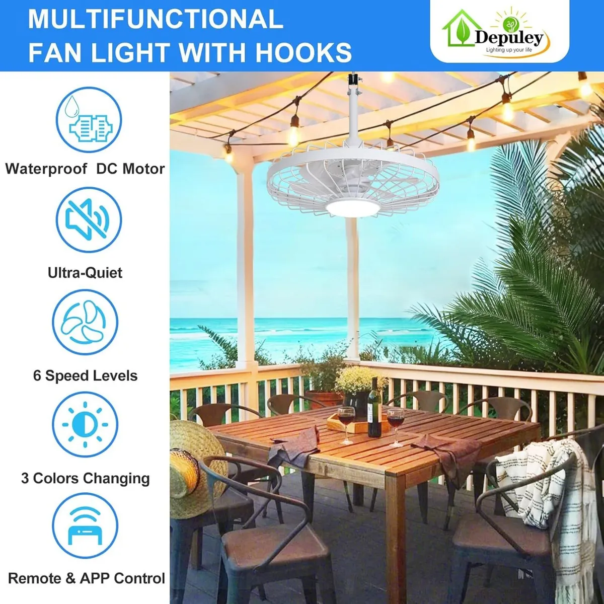 Outdoor Ceiling Fan with Light: 20 Inch Waterproof - Image 2
