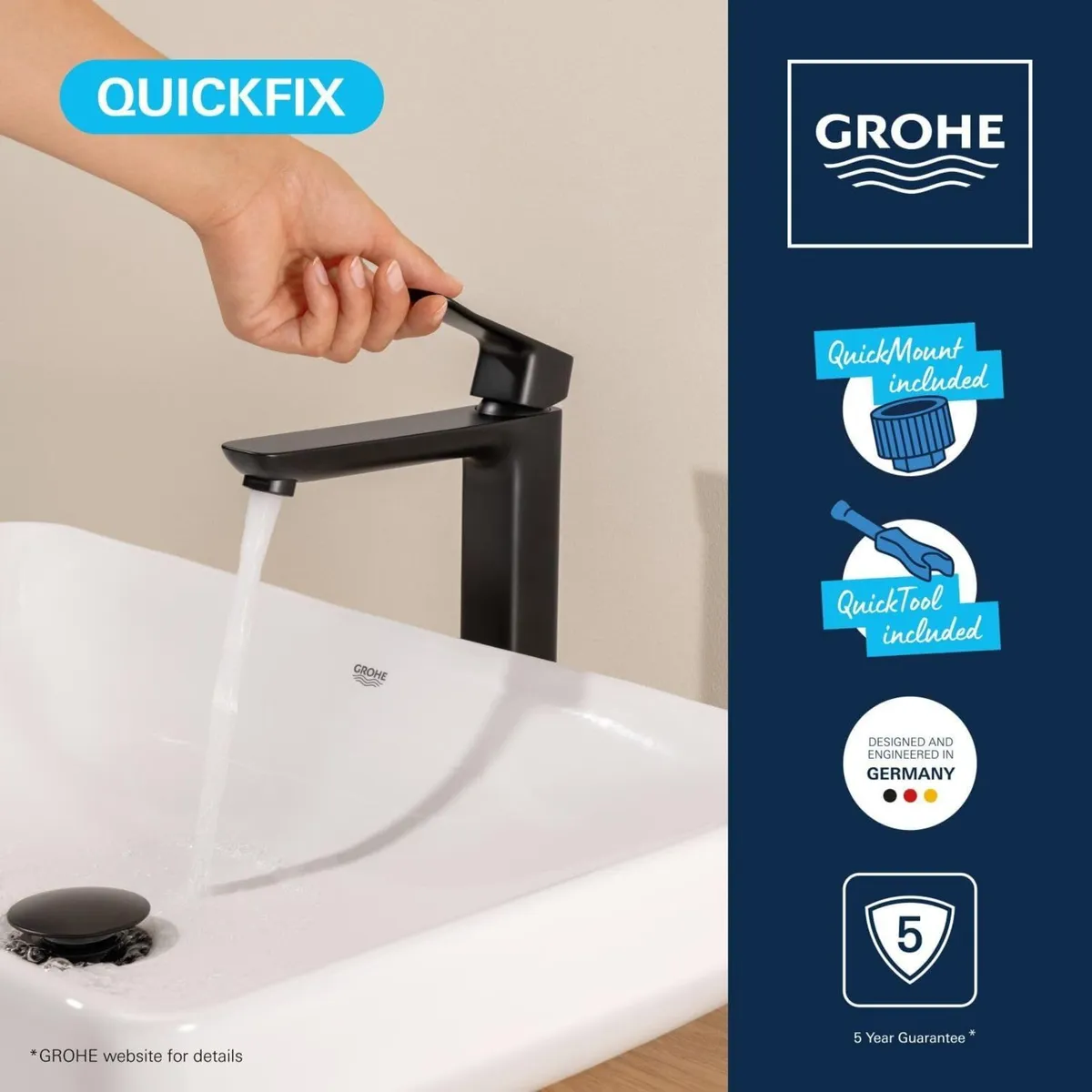 Dice Smooth Body Washbasin Mixer Tap for Free - Image 4
