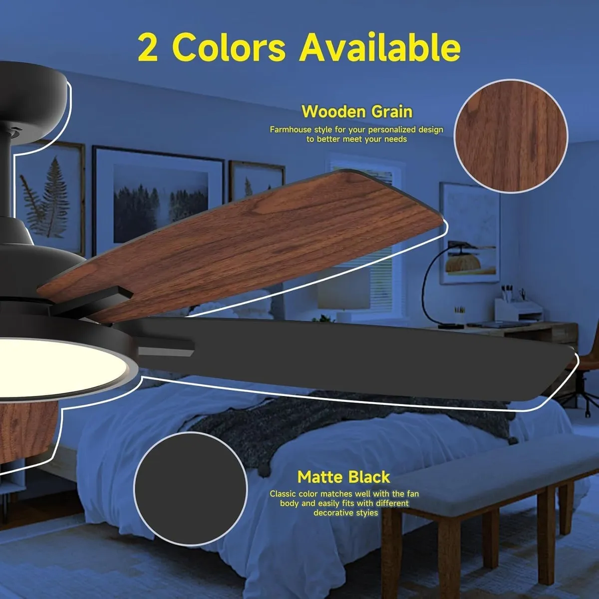 52 Inch Modern Ceiling Fans with Lights - Image 2