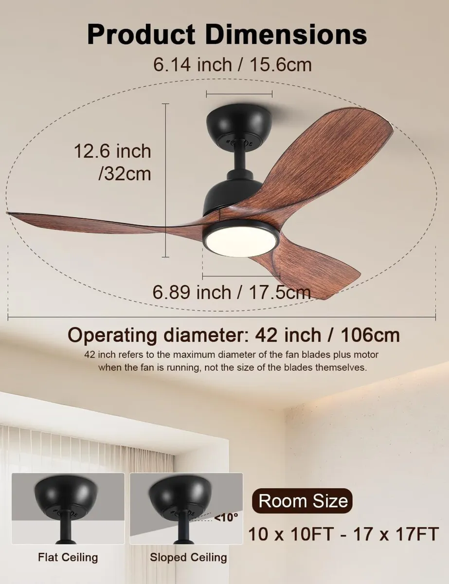 42 Inch Cover Outdoor Ceiling Fans with Lights - Image 3