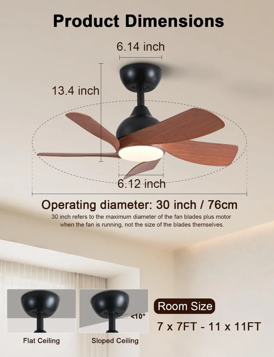 30 Inch Small and Walnut Colour Ceiling Fans - Image 3