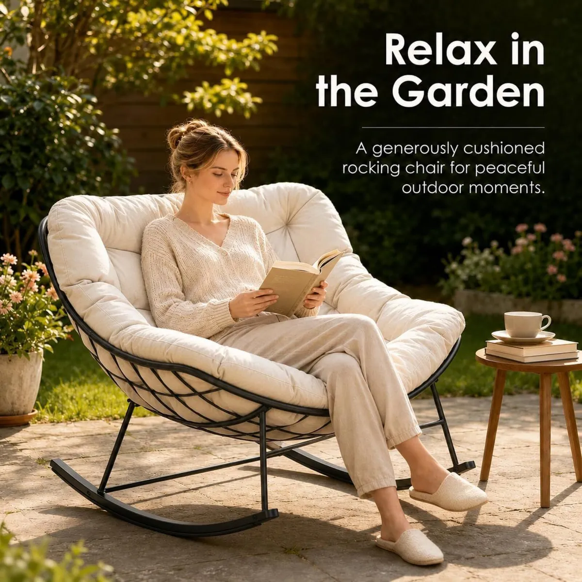 Outdoor Rocking Chair for Adults with Thick - Image 3