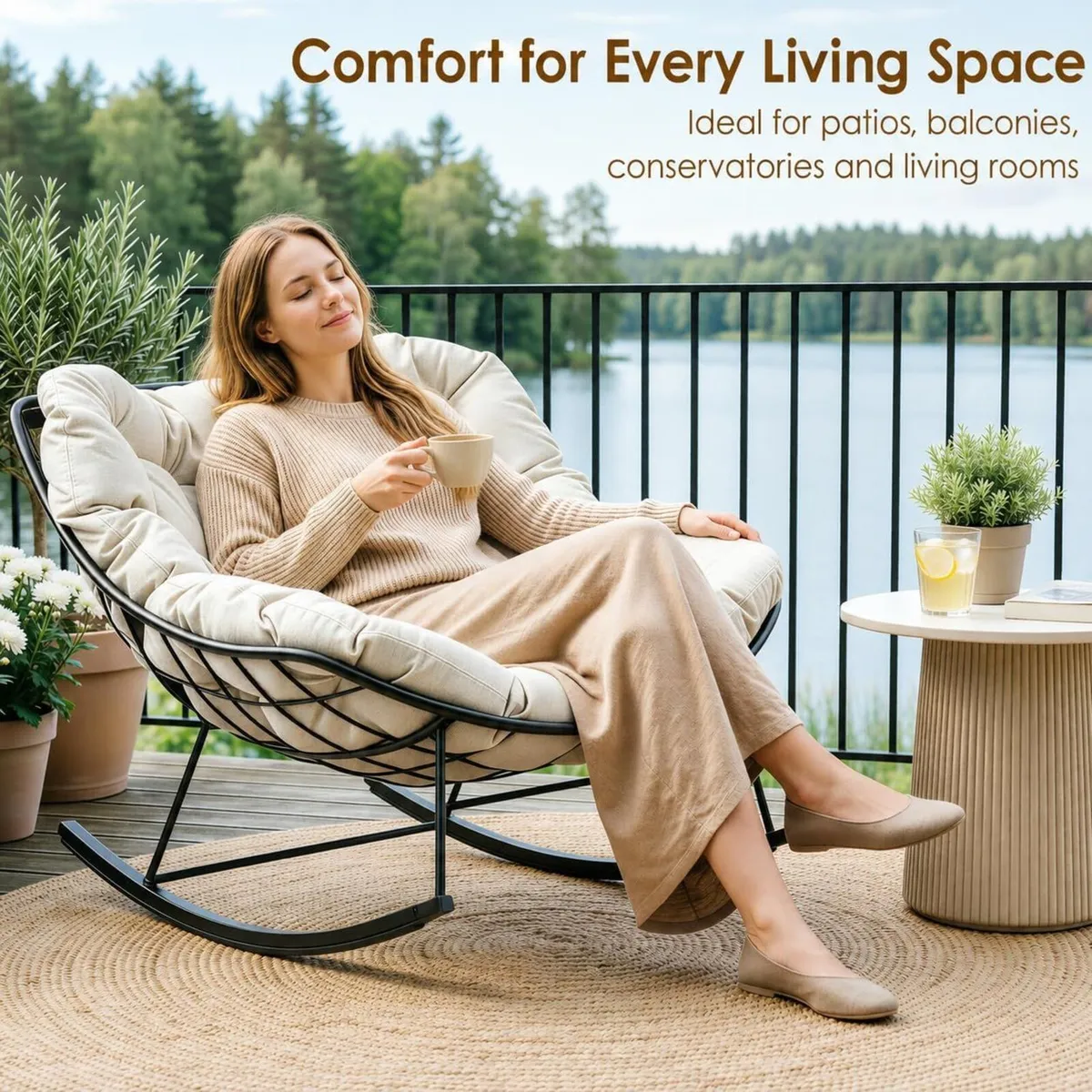Outdoor Rocking Chair for Adults with Thick - Image 4