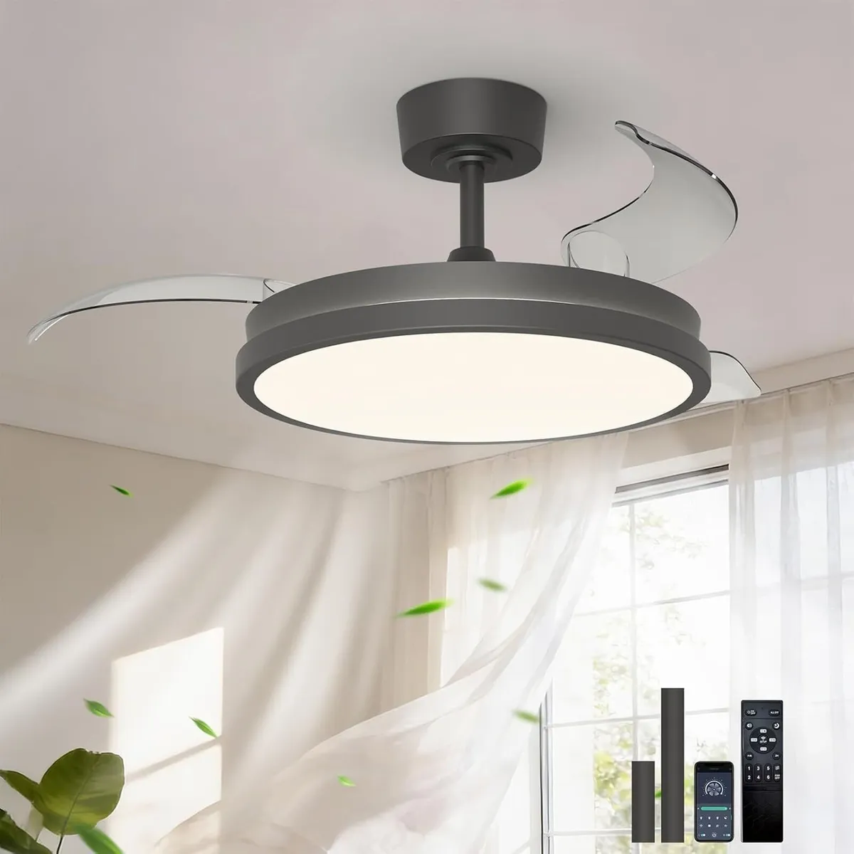 Ceiling Fans with Lights and Remote Retractable - Image 1